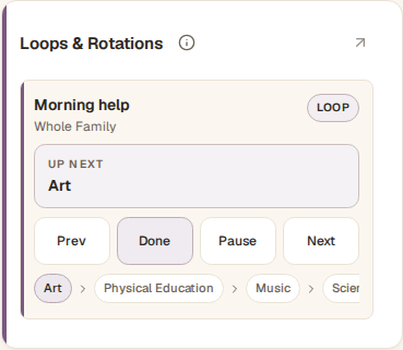 Commonplace dashboard showing a flexible learning routine